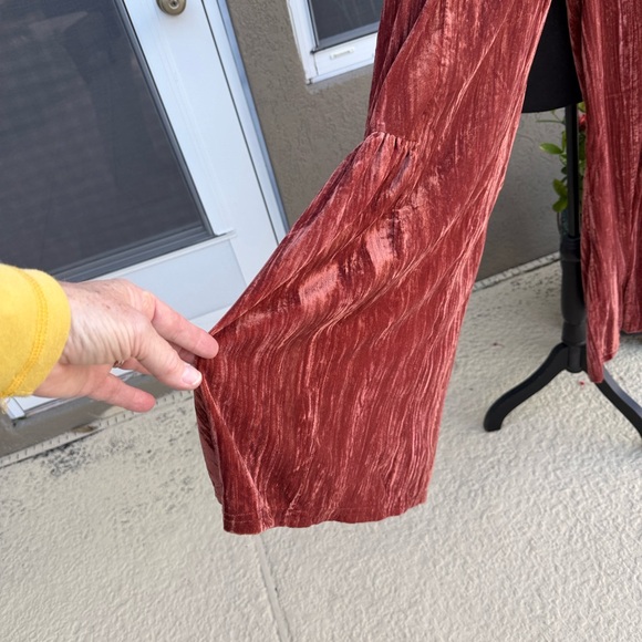NATURAL LIFE Rust Velvet Wide-Leg Pants - Picture 3 of 7